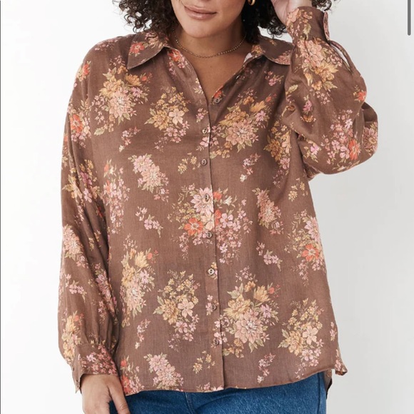 Spell Meadowland Linen Blouse in Hazelnut - Picture 2 of 11